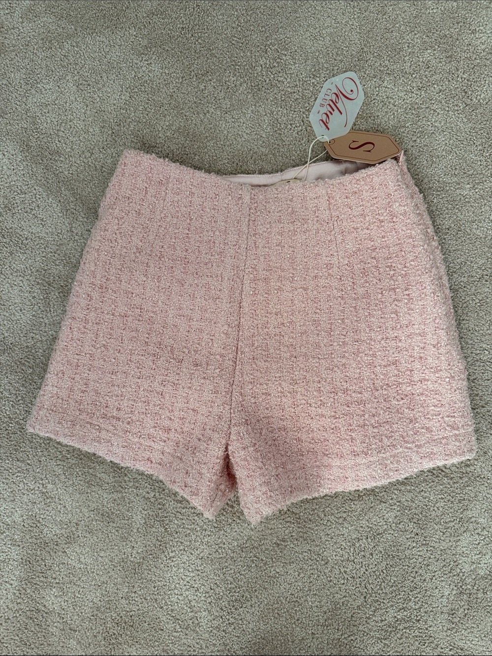 VELVET CLUB Pink Bouclé Women’s Shorts - Unbranded